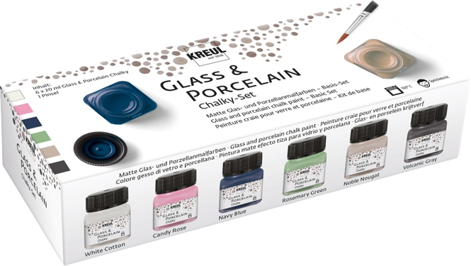 KREUL farby na sklo a porcelán CHALKY set 6 x 20 ml